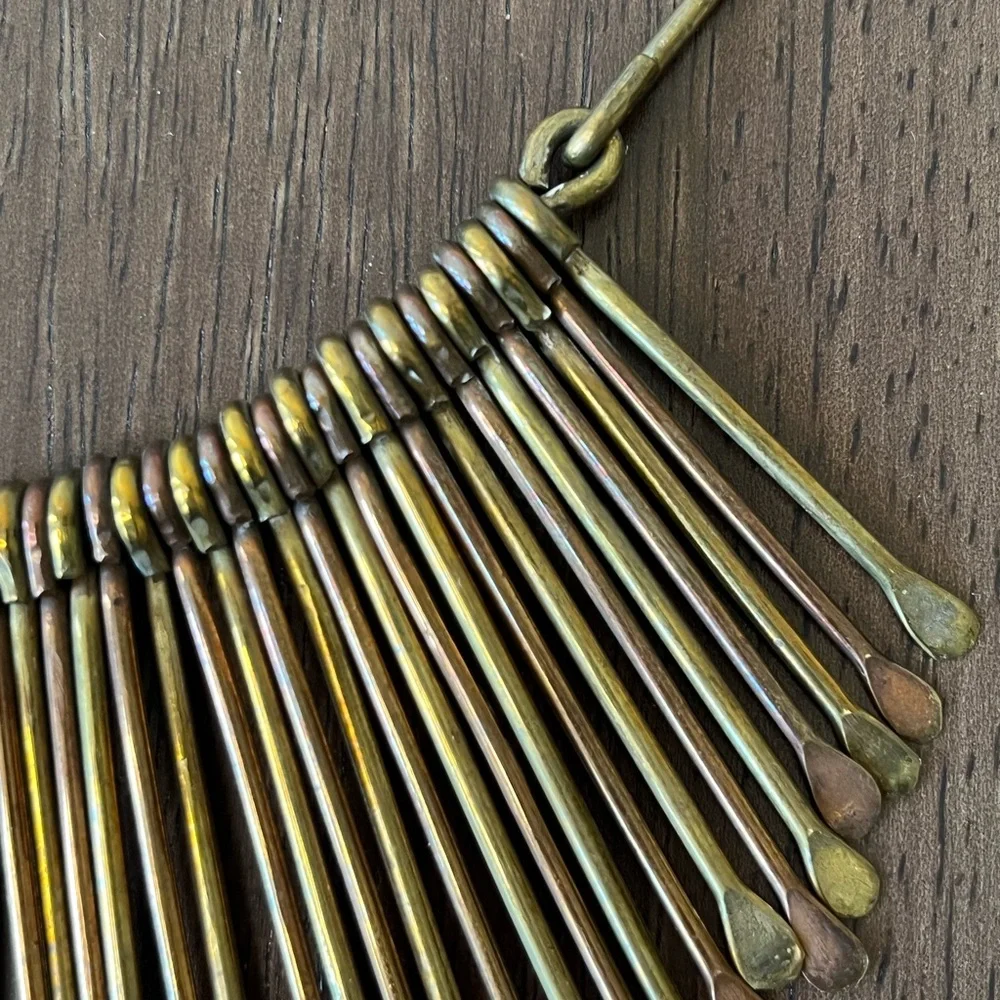 ❌SOLD❌Vintage Mid Century Modern Bib Necklace Brass & Copper - Picture 5 of 8